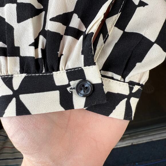 ELOQUII Womens Plus Size 18 Geometric Tie Neck Button Up Business Casual Blouse - Picture 6 of 12